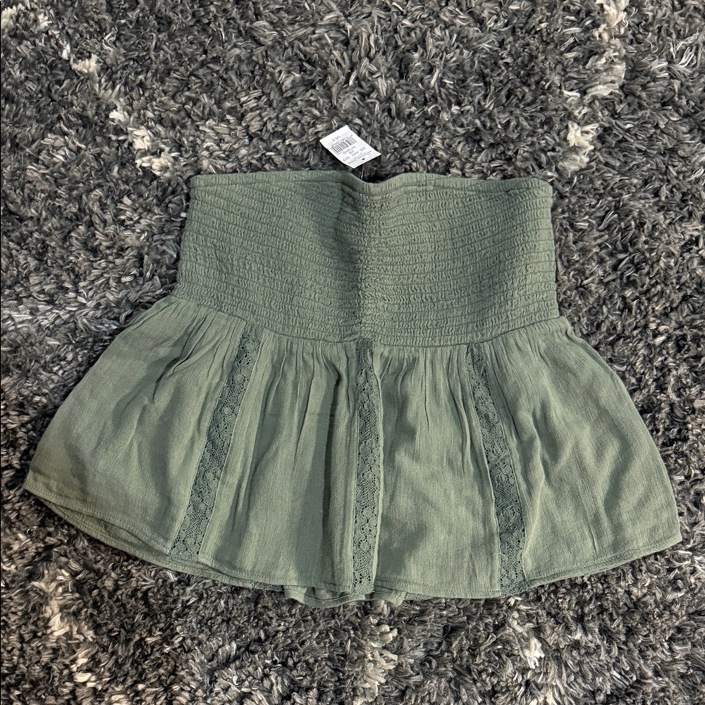 American Eagle Outfitters Olive Green Smocked Peplum Top